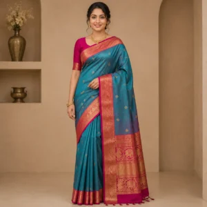 Neelambari Mayura Kanchipuram Silk Saree